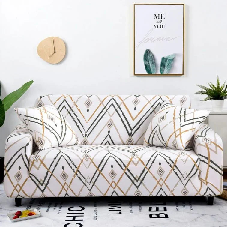 Ivory Bohemian Tribal Fitted Sofa Cover
