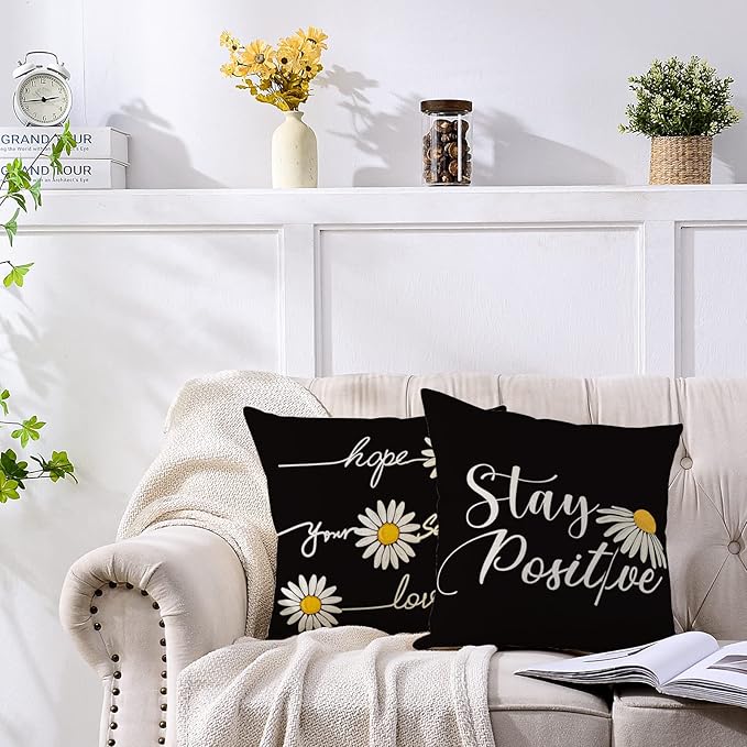 Daisy Flower Cushion Covers Pack of 4