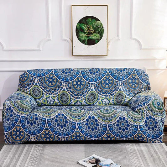 Blue & Green Bohemian Mandala Fitted Sofa Cover