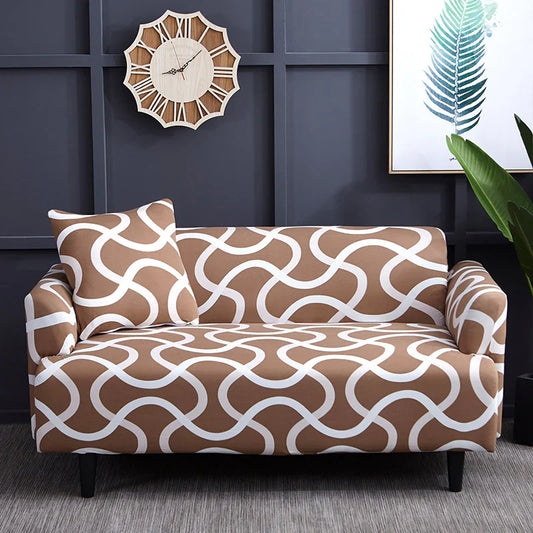 Caramel Brown Vermicular Fitted Sofa Cover