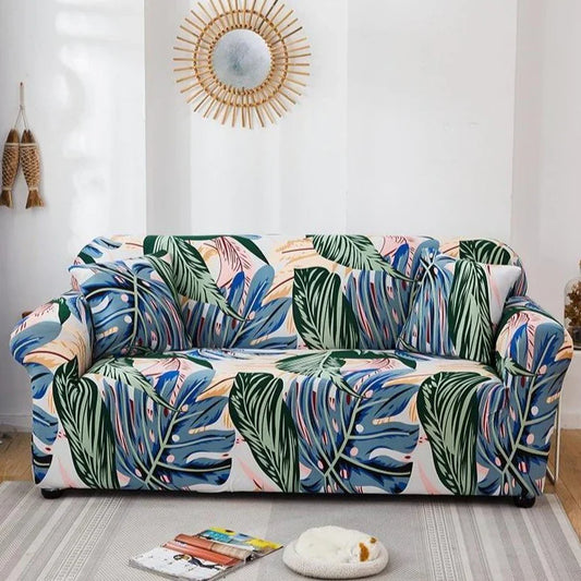 Colorful Tropical Palm Fitted Sofa Cover