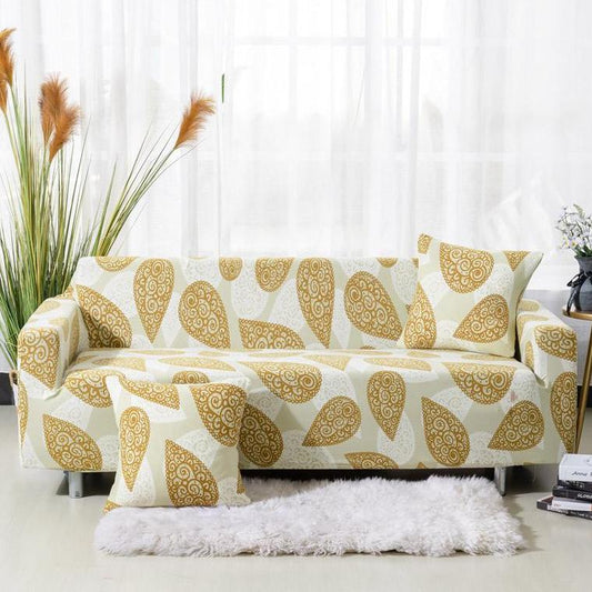 Gold Paisley Fitted Sofa Cover