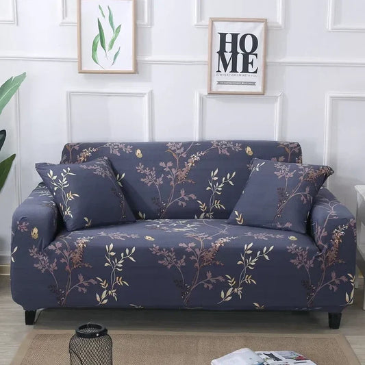 Vintage Blue Floral Fitted Sofa Cover