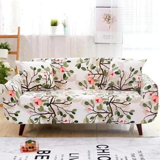 White Cherry Blossom Fitted Sofa Cover